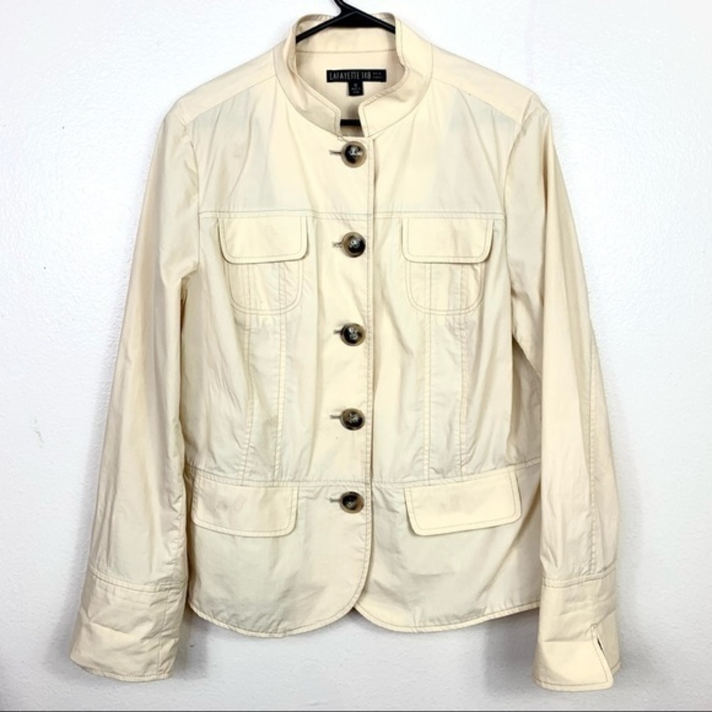 Lafayette 148 Women’s Blazer Cream Buttons Sz 12 - Picture 7 of 8